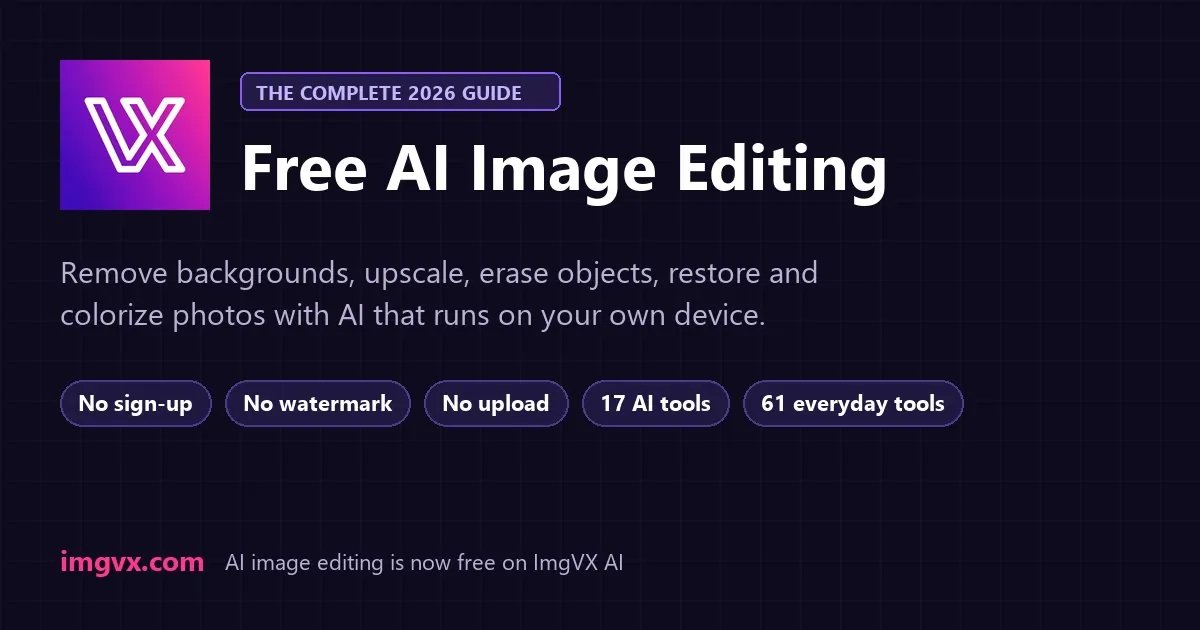 Free AI Image Editing: the complete 2026 guide from ImgVX AI